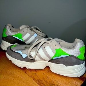 Adidas grey/green sneakers.